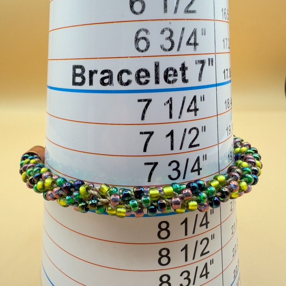 Iridescent Seed Bead Bracelet Copper Tone Boho Artisan Statement Jewelry Gift - Picture 13 of 14